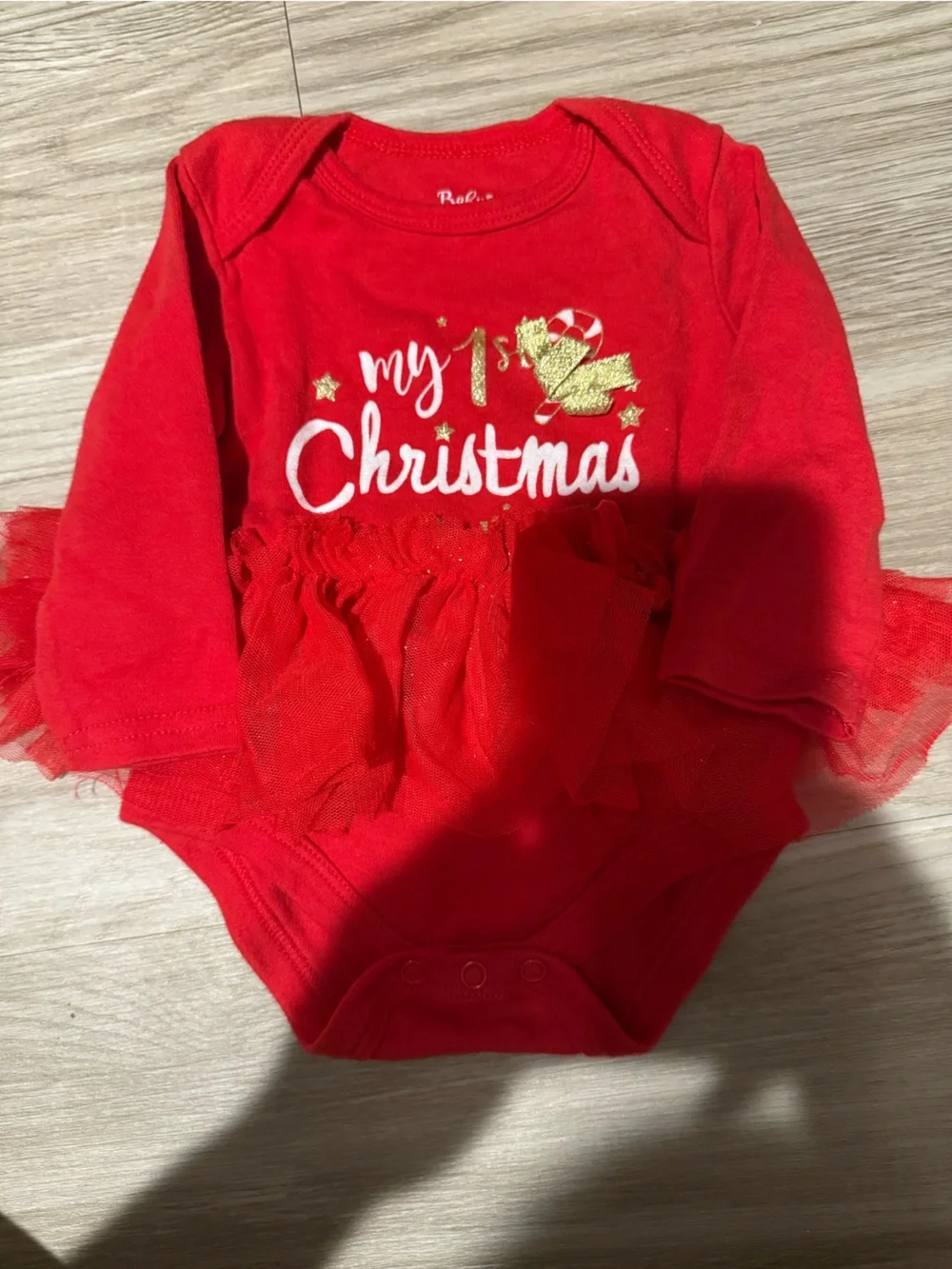 Red Christmas Tulle Baby One-Piece